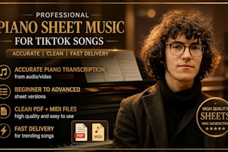 create piano sheets music for tiktok songs piano transcription viral song sheets