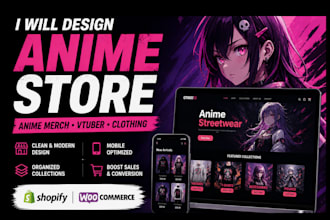 design anime shopify store anime merch vtuber store anime clothing website