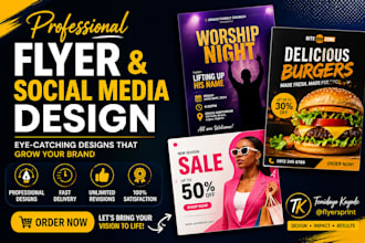 design professional social media post flyer and banners