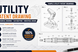 utility patent drawing mechanical drawing cad drafting industrial design