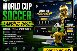 build world cup soccer landing page design booking football sport website