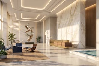 interior design restaurants cgi, cafes and hotel lobbies with autocad and lumion