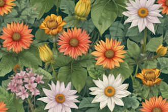 draw botanical illustration, flowers, fruits