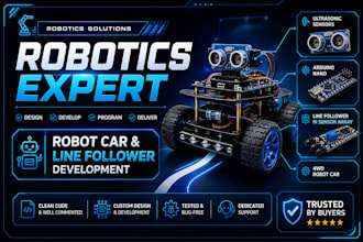 build robot car, line follower or obstacle avoidance robot