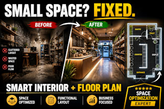design small space commercial interior with optimized floor