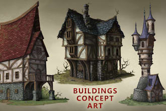 create custom 2d architectural concept art and props
