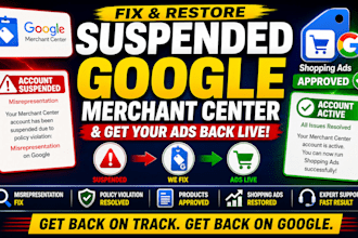 fix suspended google merchant center ads marketing misrepresentation