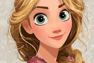 draw cartoon character portrait in disney style