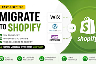 migrate wix to shopify, woocommerce to shopify, wordpress to shopify migration