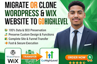 migrate or clone wordpress website wix to gohighlevel fix or redesign website