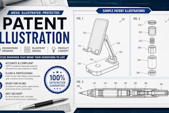 patent illustration engineering drawing blueprint design product concept