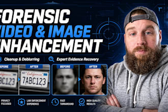 do forensic video and image deblurring, enhancement, license plate and report