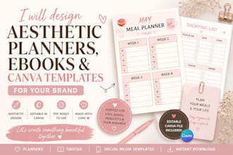 design aesthetic planners, ebooks and canva templates for your brand
