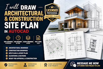 draw architectural and contruction, site plan in autocad
