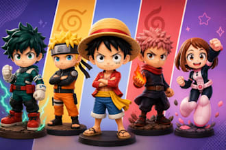 design stylized 3d characters, funko, textured, game, rig, animation, in blender