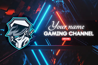 design epic gaming youtube banner logo for twitch streamers