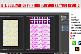 make custom dtf gang sheet ready to print or redraw raster to vector