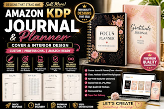 design amazon kdp journal cover and interior, custom planner that stands out