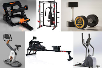 3d product design fitness gym equipment treadmill dumbbells exercise bike design