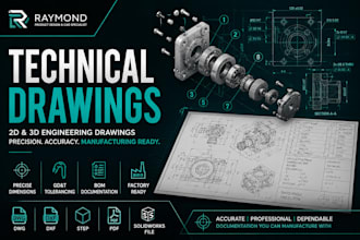 create 2d, 3d technical drawing engineering drawing and mechanical cad drafting