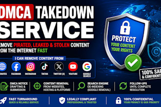 send dmca takedown notice to remove copyright infringing, leaked, stolen