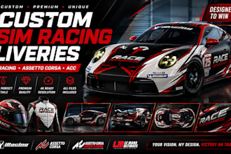 design custom sim racing liveries for iracing, assetto corsa, and acc