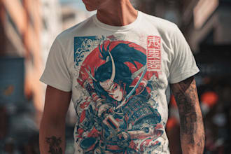 do a japanese t shirt illustration