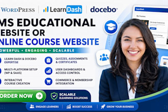 build lms educational website or online course webite using learndash docebo