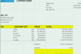 create excel dashboard, bookkeeping sheet and financial tracker