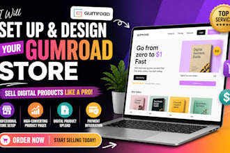design and setup digital products store on etsy, gumroad, stanstore and payhip