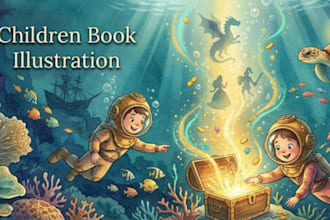 whimsical children story book, picture book, bed time story, watercolor
