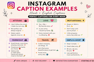 write instagram captions and bios in hindi and english