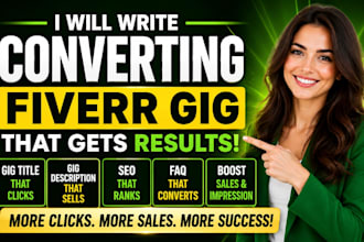 write converting fiverr gig title gig description seo faq boost sales impression