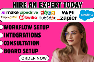 integrate zapier make with twilio vapi io hubspot zoho pipedrive salesforce espo