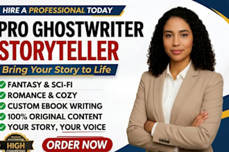 ghostwrite or rewrite best selling fantasy, romance, cozy, sci fi ebook writer
