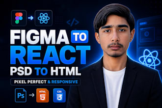 convert figma to html, figma to react, psd to html css bootstrap