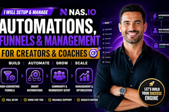 setup nas io automations funnels and management for creators coaches