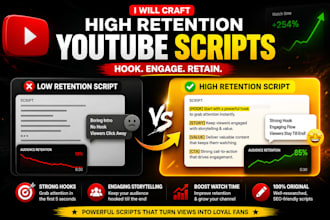 write high retention video script and youtube script writing