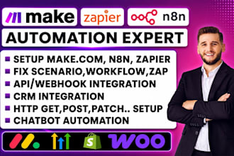 fix setup make com automation zapier automation n8n automation api and webhook