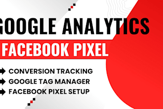 setup facebook pixel, google analytics or conversion tracking, for your website