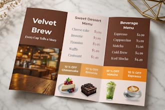 design a professional restaurant and cafe menu card