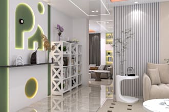 design modern minimal interior with realistic 3d render