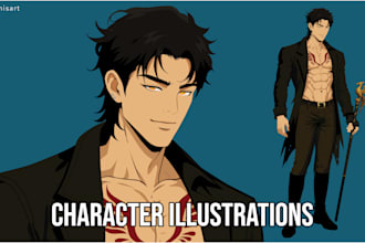create romance character illustrations for novels