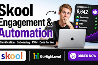setup skool community engagement gamification onboarding flow and automation