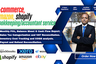 do ecommerce business bookkeeping for amazon, shopify, a2x, in quickbooks, xero