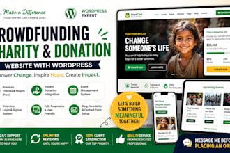 create crowdfunding, charity, nonprofit, donation website
