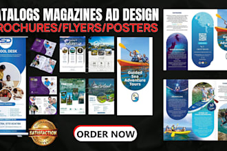 design professional flyer, bifold triold brochure, magazine ads design postcard