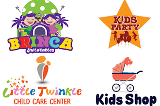 design a fun colorful logo for kids, children or baby brands
