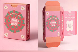 design playing card game tuck box packaging with mock up and rulebook for print
