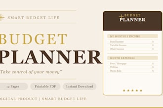create a professional monthly budget planner PDF for digital download